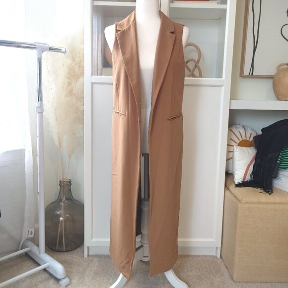 Forever 21 Jackets & Blazers - FOREVER21 Camel Brown Sleeveless Long Vest - Size Small